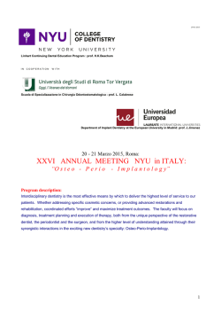 XXVI ANNUAL MEETING NYU in ITALY: