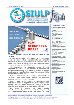 COLLEGAMENTO FLASH N&deg; 3 &ndash; 31 gennaio 2015 Chiusura