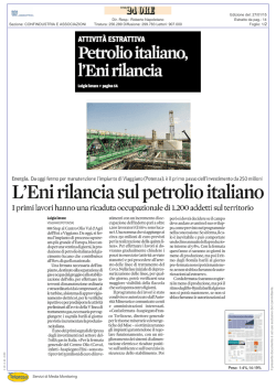 Eni aumenterà la produzione di greggio in Basilicata