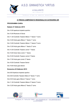 programma gara e ordine di lavoro 2^ prova regionale campionato