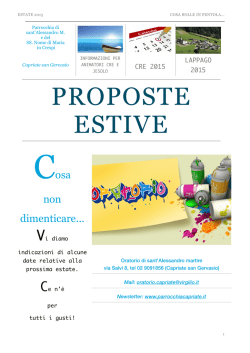 date proposte estive - Parrocchia di "S. Alessandro Martire" in Capriate