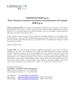CASTELLO SGR S.p.A. Dott. Gaetano Casertano nominato