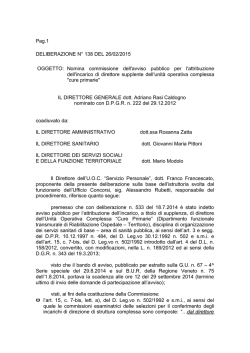 Nomina commissione dell`avviso pubblico per l`attribuzione dell