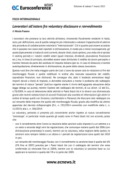 Lavoratori all`estero fra voluntary disclosure e ravvedimento