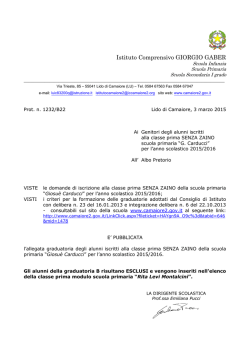 classe prima SENZA ZAINO - Istituto Comprensivo "Giorgio Gaber"