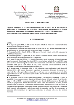 Decreto n. 21 del 4 marzo 2105 - Commissario Straordinario Delegato
