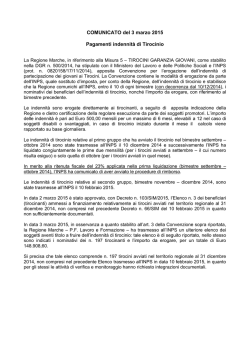 COMUNICATO del 3 marzo 2015 Pagamenti