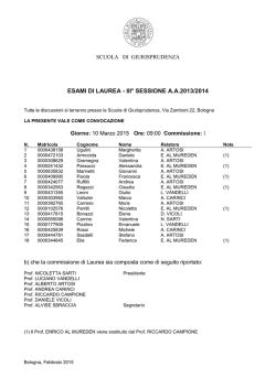 ESAMI DI LAUREA - III&deg; SESSIONE A.A.2013/2014