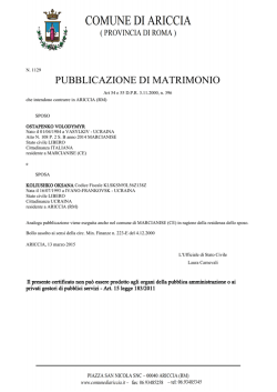 PUBBLICAZIONE DI MATRIMONIO