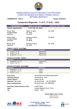 2^ fase programma orario Campionato Regionale 2015