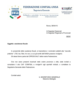 Roma, 08/04/15 Ai Segretari Nazionali Ai Segretari Regionali e