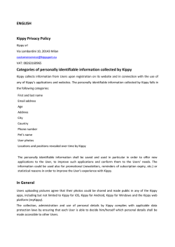 ENGLISH Kippy Privacy Policy Categories of personally identifiable