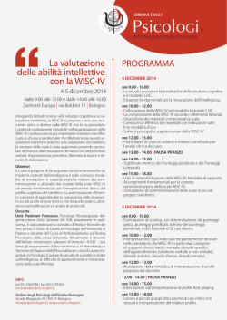 La valutazione delle abilit&agrave; intellettive con la WISC-IV