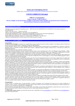 Foglio informativo conto corrente MyUnipol e