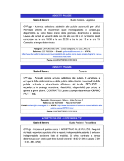 ADDETTI PULIZIE Sede di lavoro Busto Arsizio / Legnano GVR/pp