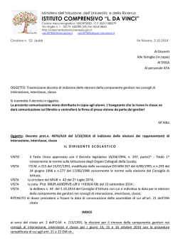 circolare 52 Pubblicazione decreto elezioni scolastiche