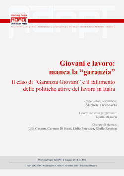 Giovani e lavoro: manca la &ldquo;garanzia&rdquo;. Il caso di