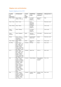 Shipping routes and destinations Regular shipping services 2013
