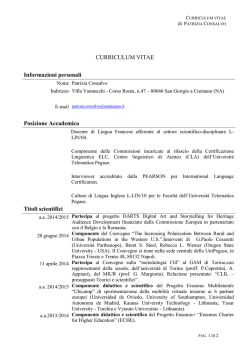 Curriculum vitae - Universit&agrave; Telematica Pegaso