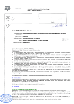 N&deg; di Repertorio: 0571.503.191 I. Costituzione II. Statuto