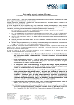 Informativa unica in materia di Privacy