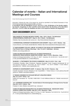 Calendar of events – Italian and International Meetings and Courses