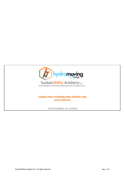 Programma del corso Hydromoving Expert HE prima edizione