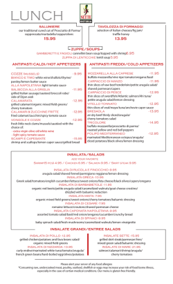 Lunch Menu - Sette Osteria