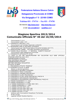 Stagione Sportiva 2013/2014 Comunicato Ufficiale N&deg; 45 del