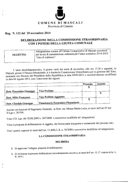 Delibera N&deg; 132 Commissione Straordinaria con i poteri della