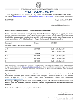 Lettera Scuole medie - Ufficio Scolastico di Reggio Emilia