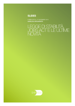 LEGGE DI STABILIT&Agrave;, JOBS ACT E LE ULTIME