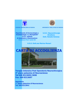 Carta di Accoglienza Terapia Intensiva Post Operatoria Neurochirurgia