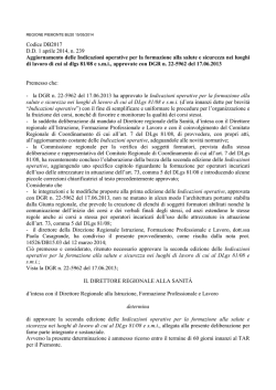 Aggiornamento delle Indicazioni operative per la formazione alla