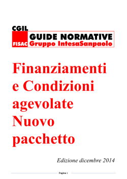 1. nuovo pacchetto di condizioni agevolate