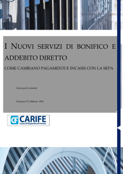I nuovi servizi di bonifico SCT e addebito diretto SDD
