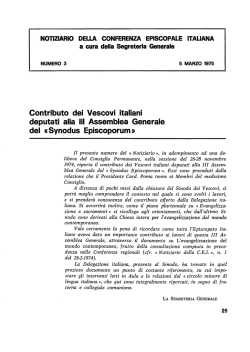 Contributo dei Vescovi italiani deputati alla III Assemblea Generale