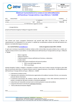 Modulo per la presentazione di un reclamo ai sensi della