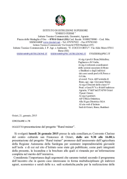 OGGETTO:presentazione del progetto &ldquo;Rural trainer