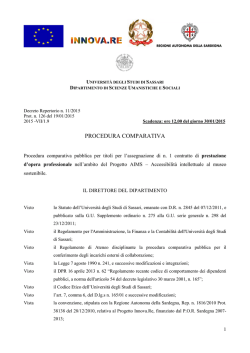 PROCEDURA COMPARATIVA - Universit&agrave; degli Studi di Sassari