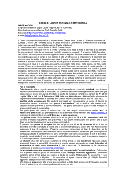 Sito web: http://www.mat.uniroma2.it/didattica/ E