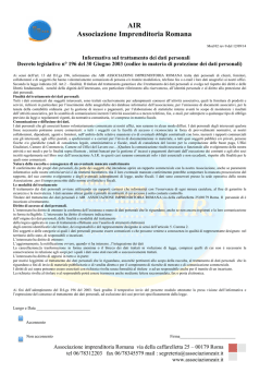 Privacy &ndash; Consenso al trattamento dei dati personali