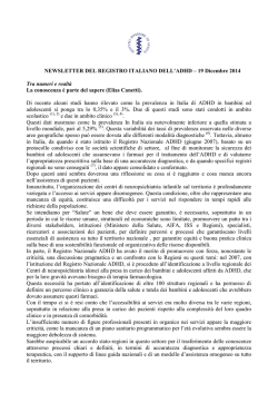 Newsletter Registro Italiano ADHD - Dicembre 2014