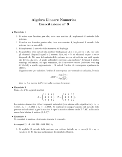 Algebra Lineare Numerica Esercitazione n 9