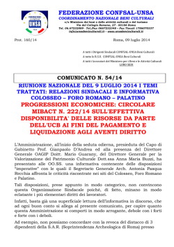 federazione confsal-unsa progressioni economiche: circolare mibact