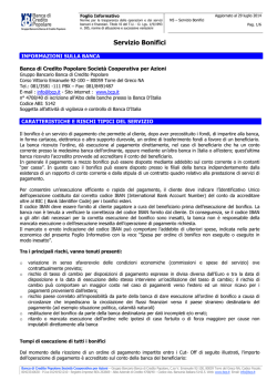 Foglio Informativo Bonifici - Banca di Credito Popolare