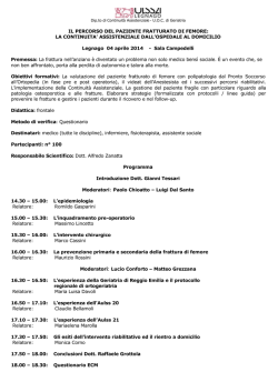 IL PERCORSO DEL PAZIENTE FRATTURATO