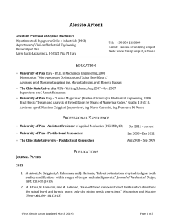Alessio Artoni - Dipartimento di Ingegneria Meccanica, Nucleare e