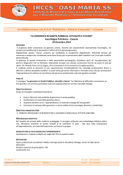 Programma - I.R.C.C.S. Oasi Maria SS. Troina