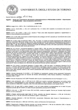 Bando di ammissione - Universit&agrave; degli Studi di Torino